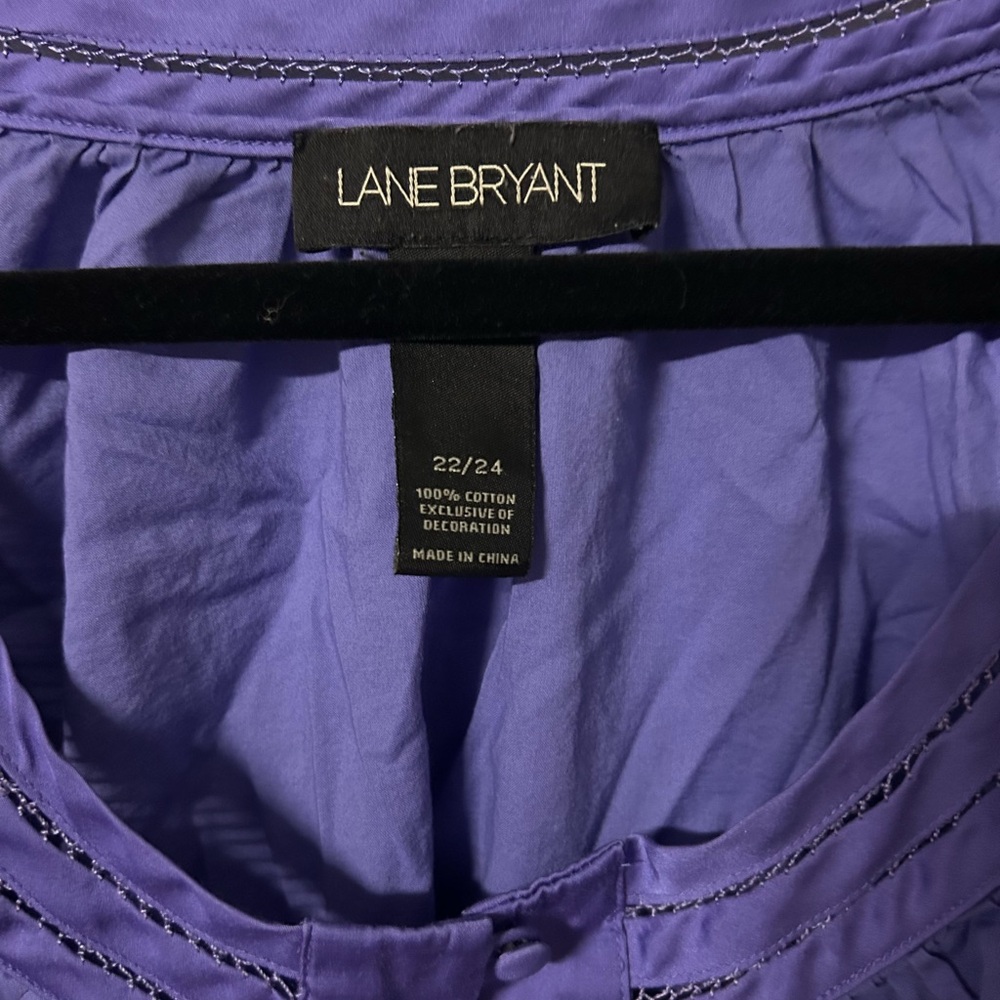 Purple Button-Front Blouse (Size 22/24) by Lane Bryant